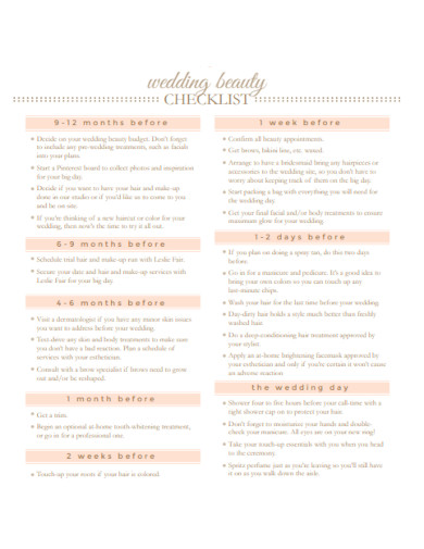 Wedding Beauty Checklist