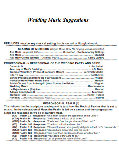 Wedding Music Suggestions