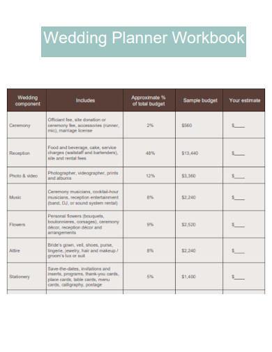 Wedding Planner Workbook