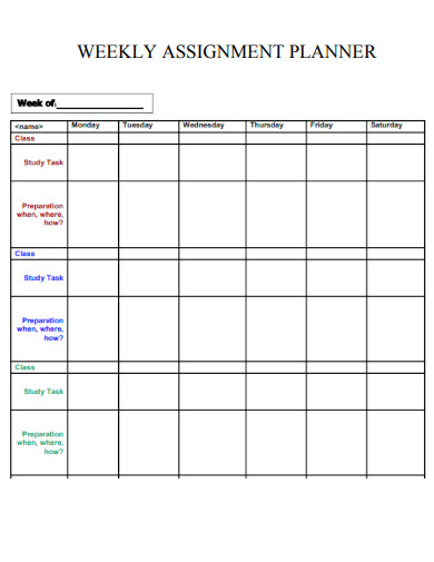 Weekly Assignment Planner