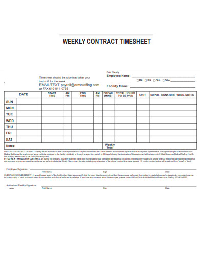 Weekly Contract Timesheet