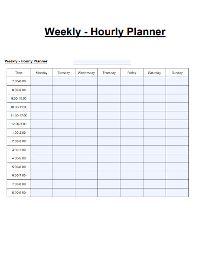 Weekly Hourly Planner