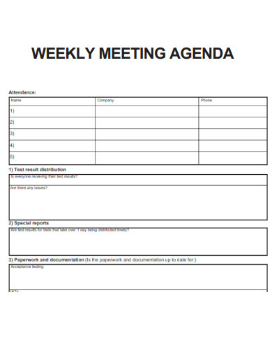 Weekly Meeting Agenda