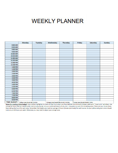 Weekly Planner Handout