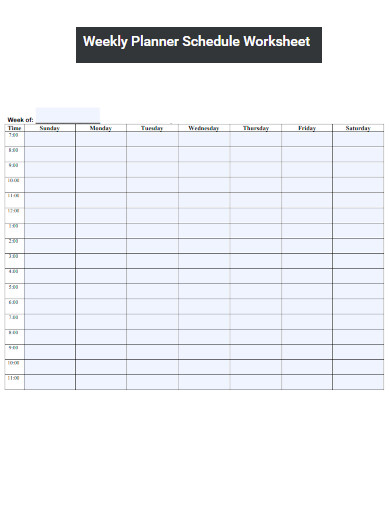 Weekly Planner Schedule Worksheet