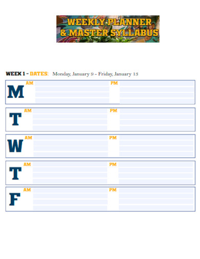 Weekly Planner and Master Syllabus