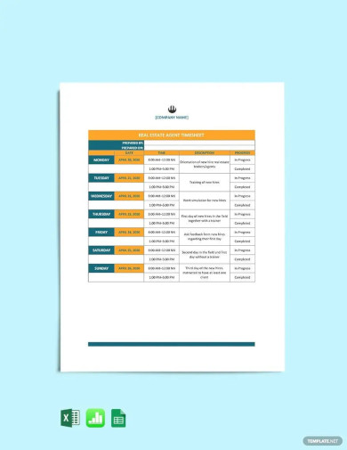 Weekly Real Estate Timesheet Template