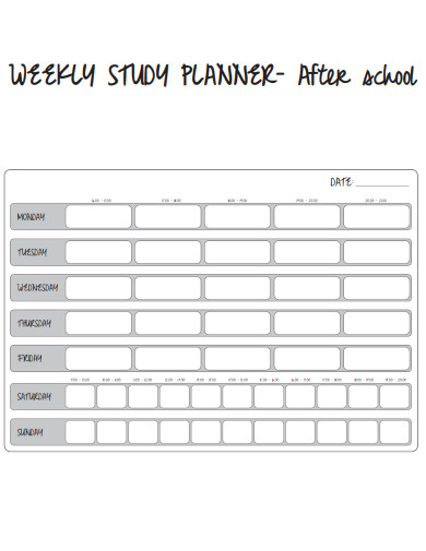 Weekly Study Planner After School