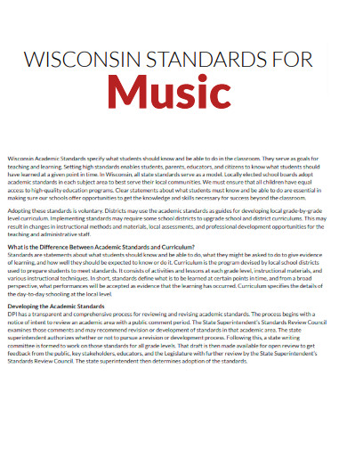 Wisconsin Standards for Music