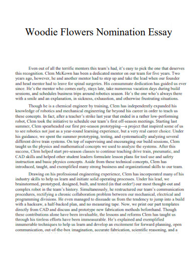 Woodie Flowers Nomination Essay