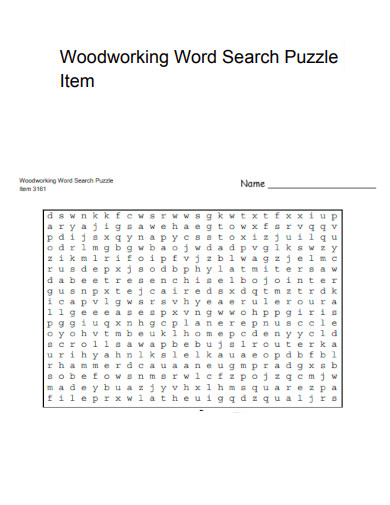 Woodworking Word Search Puzzle Item