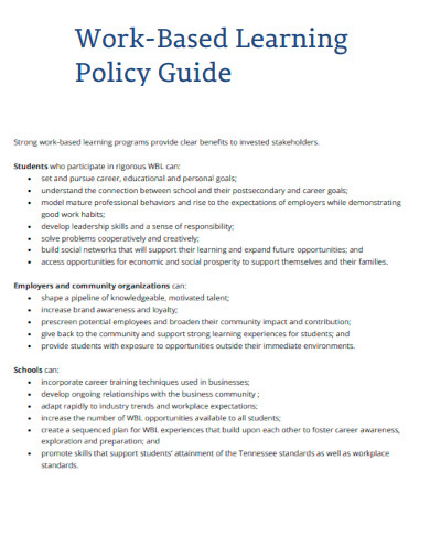 Work Based Learning Policy