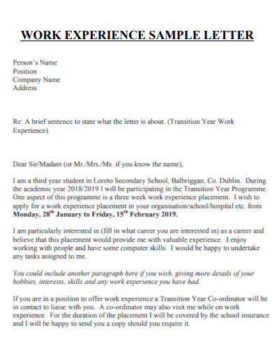 Work Experience Letter