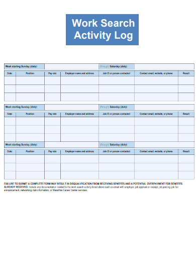 Work Search Activity Log