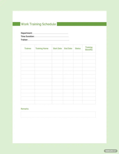 Work Training Schedule Template