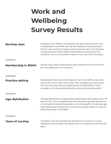 Work and Wellbeing Survey Result