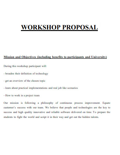 Workshop Proposal