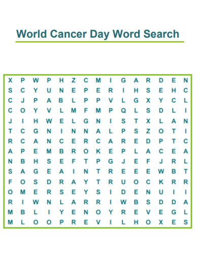 World Cancer Day Word Search
