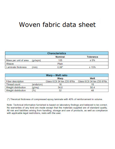 Woven Fabric Data Sheet