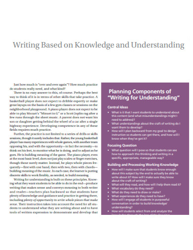 Writing Based on Knowledge and Understanding