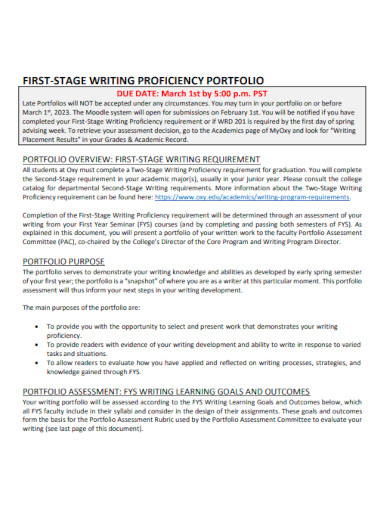 Writing Proficiency Portfolio