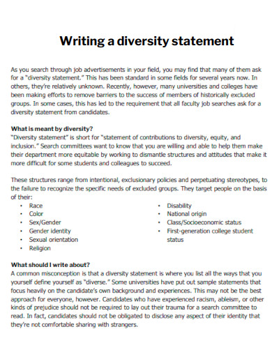 Writing a Diversity Statement