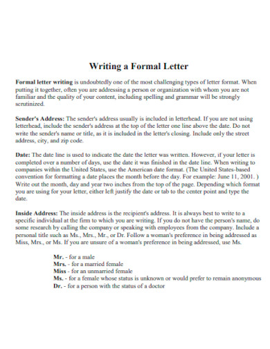 Writing a Formal Letter