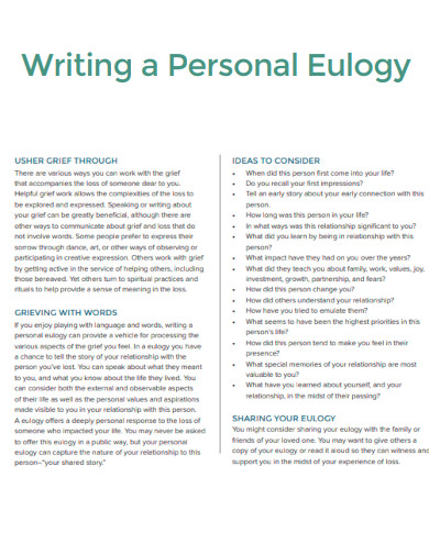Writing a Personal Eulogy