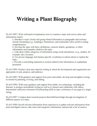 Writing a Plant Biography