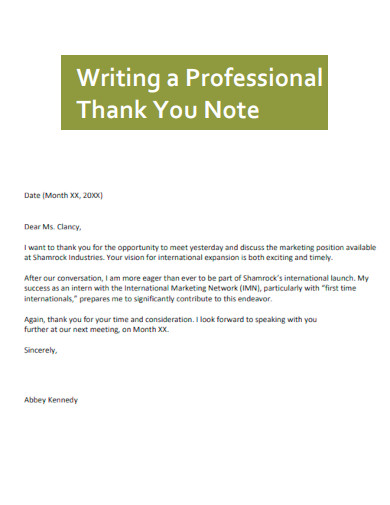 Writing a Professional Thank You Note