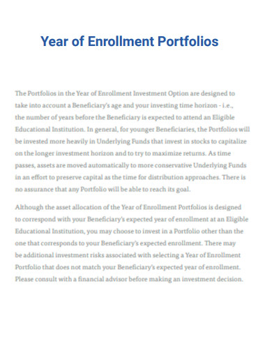 Year of Enrollment Portfolio