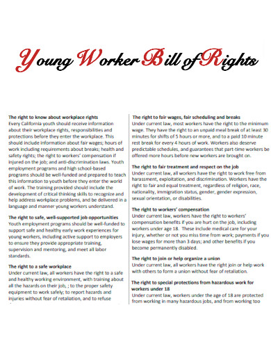 Young Worker Bill of Rights