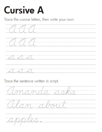A to Z Cursive Handwriting Worksheet