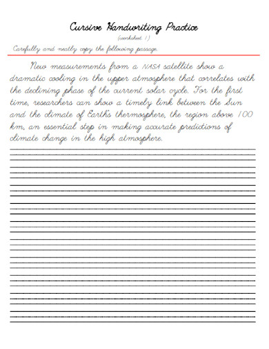 Cursive Handwrtting Writing Worksheet