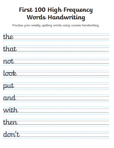 Words Cursive Practice Worksheet
