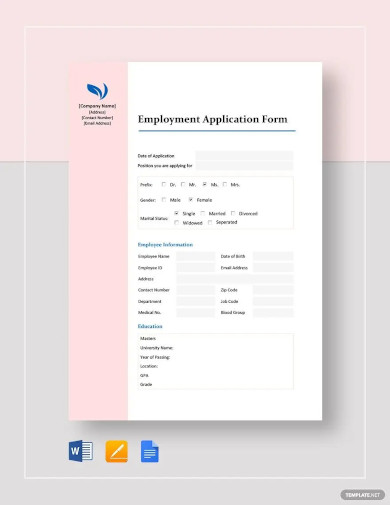 Basic Employment Application Form