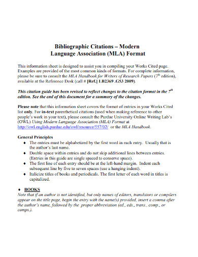 Bibliographic Citations MLA Format