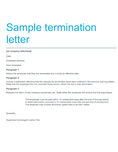 Company Employee Termination Letter