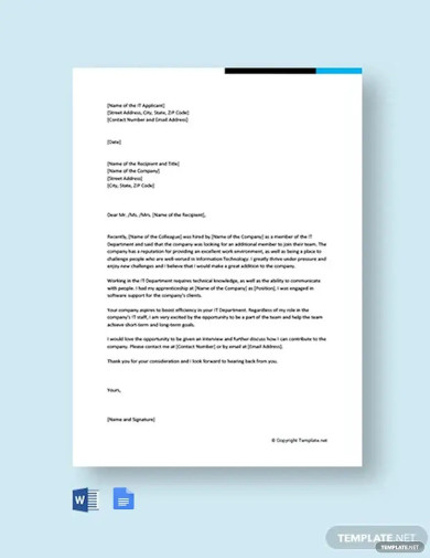 Cover Letter for IT Job Fresher Template