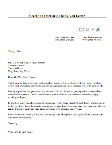 Create an Interview Thank You Letter