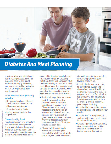 Diabetic Meal Plan Format
