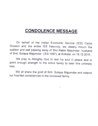 Editable Condolence Message