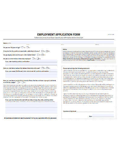 Indiana University Employment Application Form