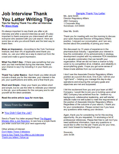 Job Interview Thank You Letter Writing Tips