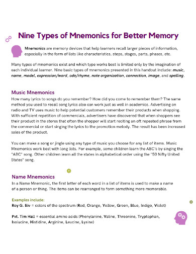 Nine Types of Mnemonics for Better Memory