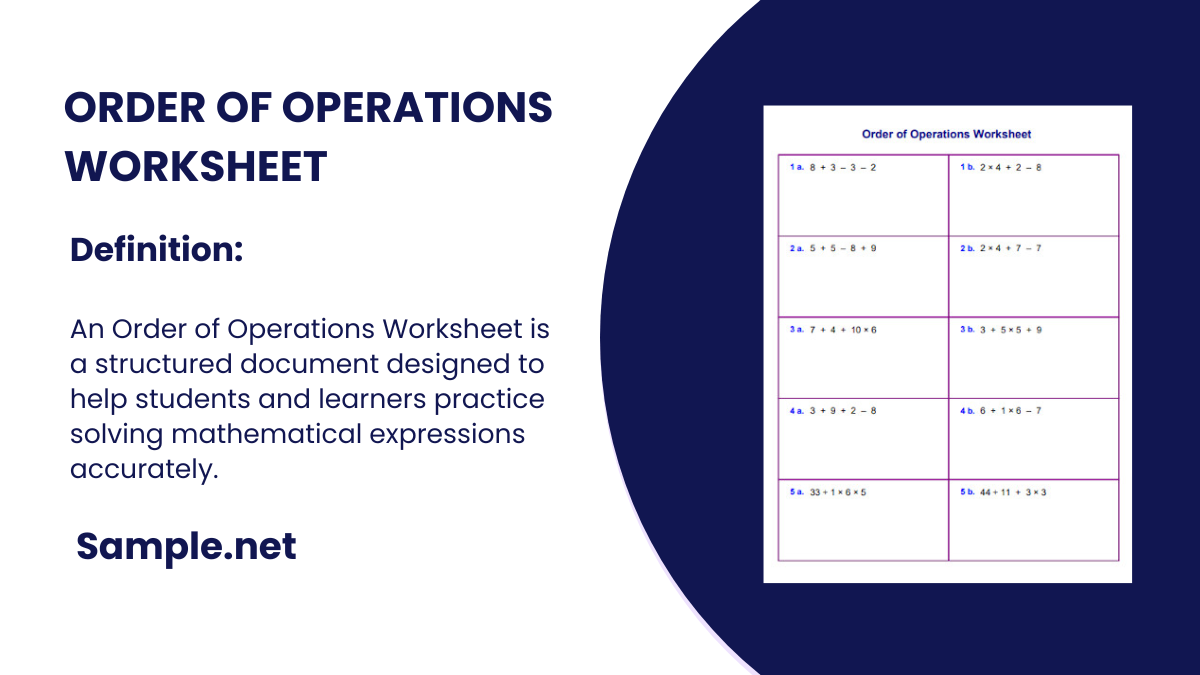 order of operations worksheet