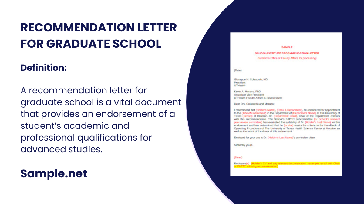 Recommendation Letter for Graduate School