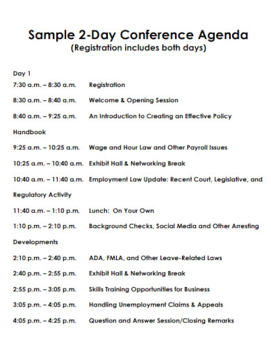 Sample 2 Day Conference Agenda