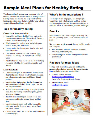 Sample Meal Plans for Healthy Eating