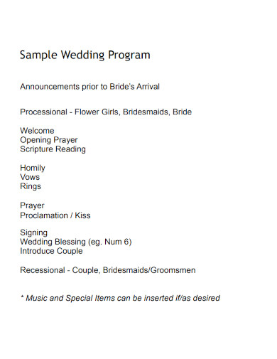Sample Wedding Program in PDF